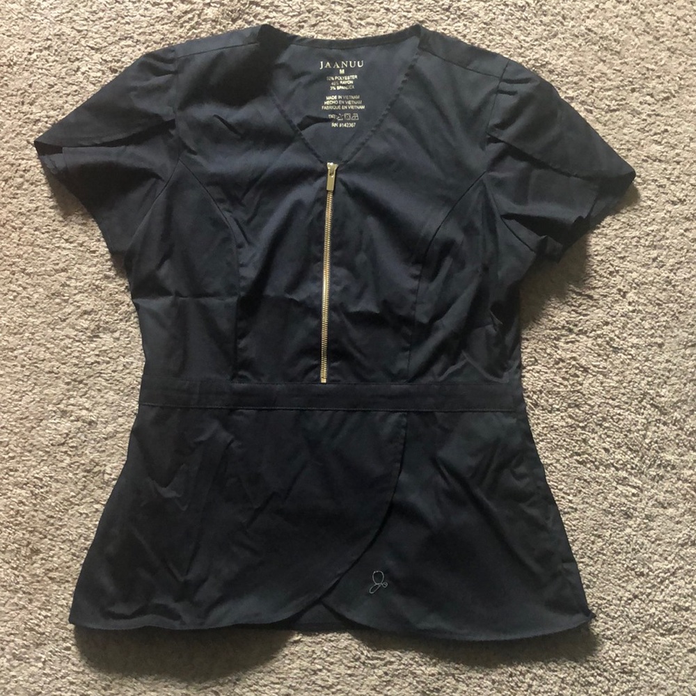 Jaanuu Black Tulip Top Scrubs